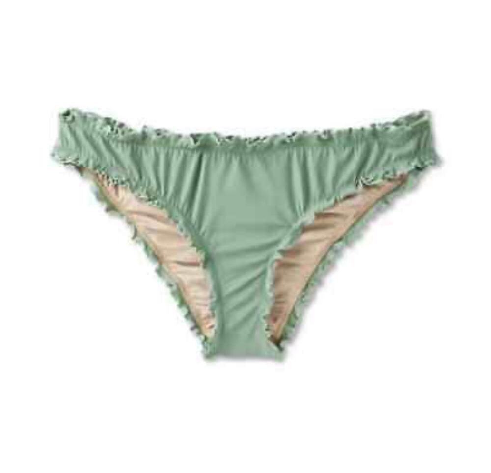 Shade & Shore Green Ruffle Trim Booty Scrunch Womens Swim Bottoms Size XL